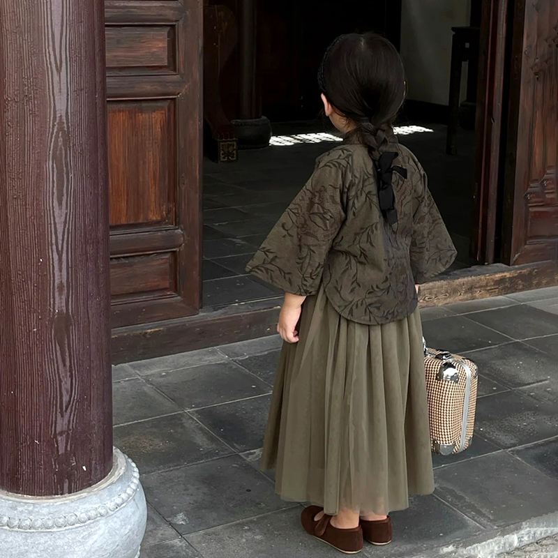 女童汉服复古民国风上衣纱裙