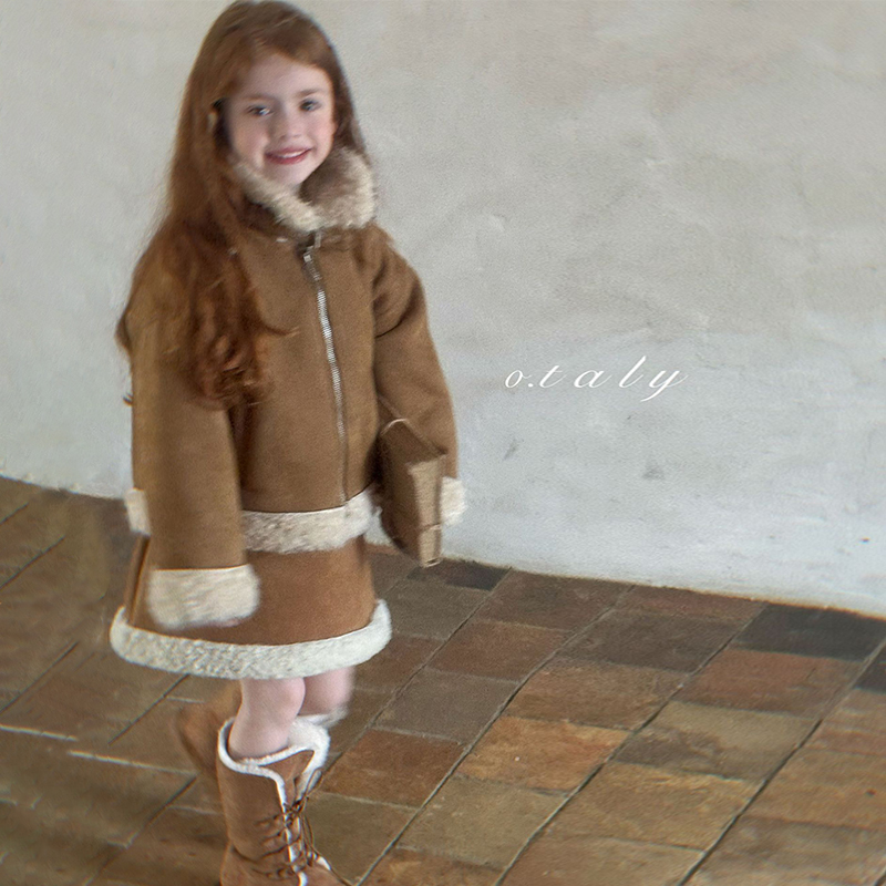 麂皮绒羊羔毛棉服外套半裙保暖潮