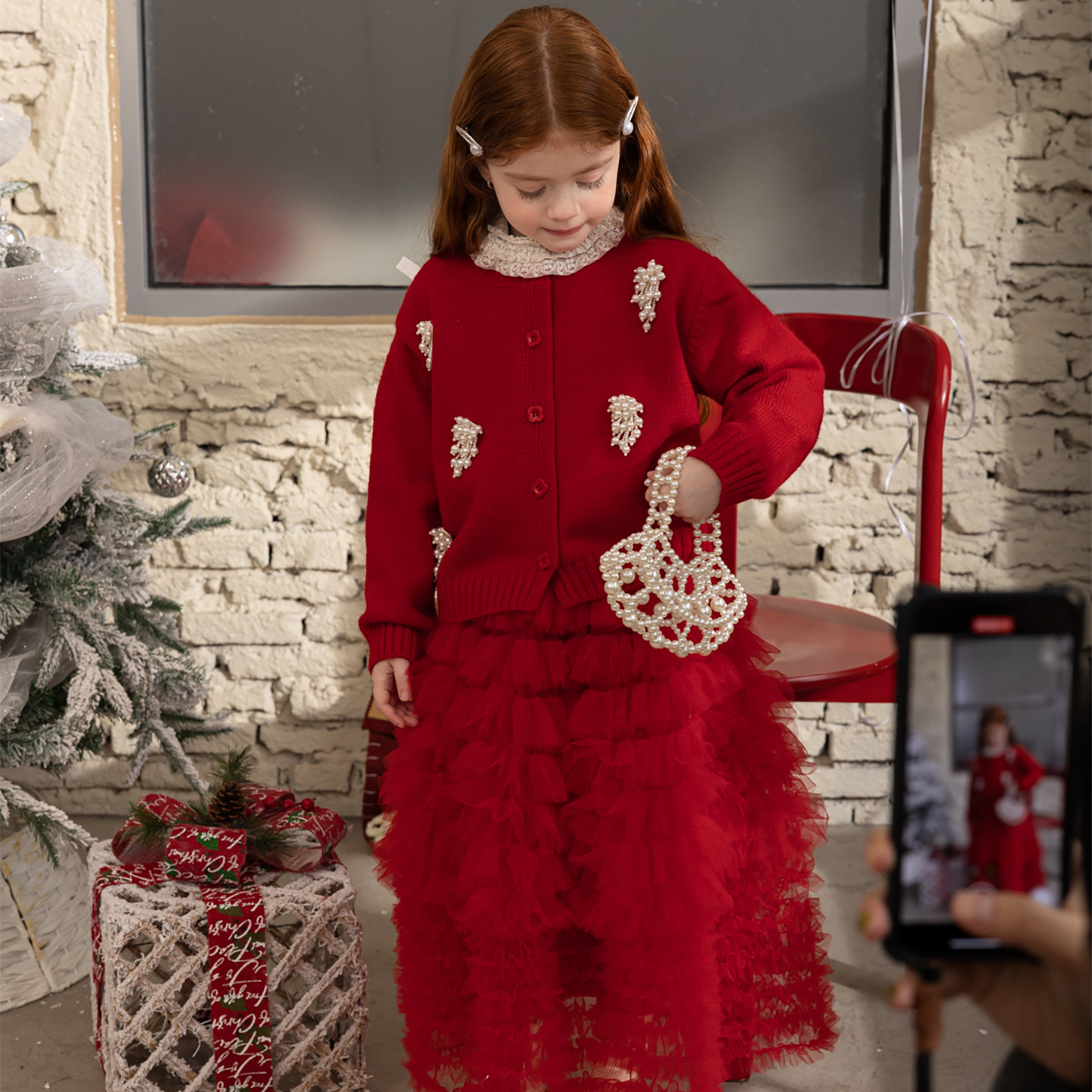 女童毛衣冬装2025新款周岁礼服