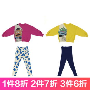 特价春秋女童儿童玩具总动员卫衣宝宝加绒印花打底裤针织裤