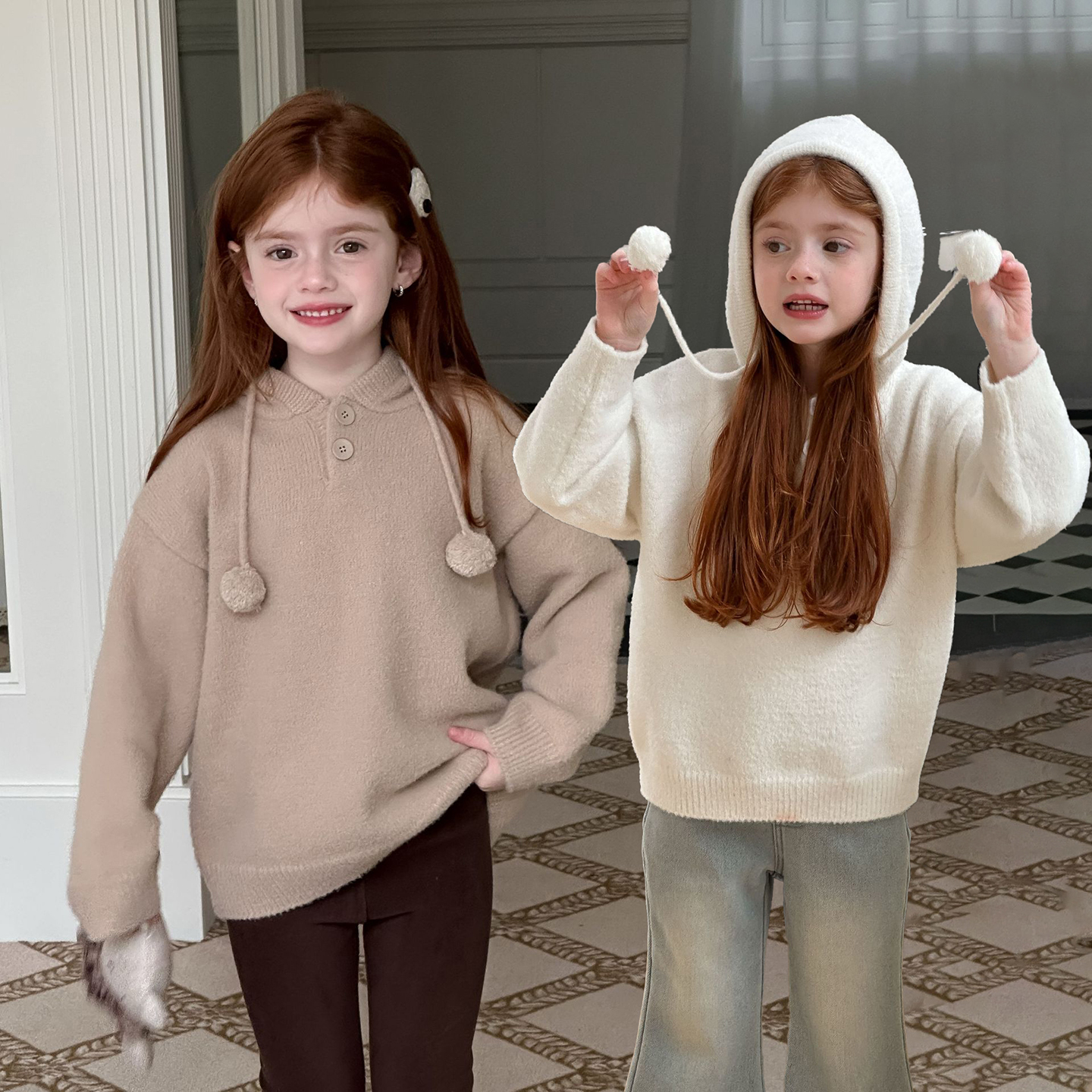 女童水貂绒毛衣25秋冬加厚针织衫