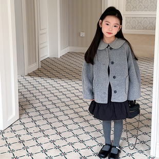 女童韩版 童装 洋气精致气质毛呢上衣儿童甜美外套背心裙潮 新款 冬季