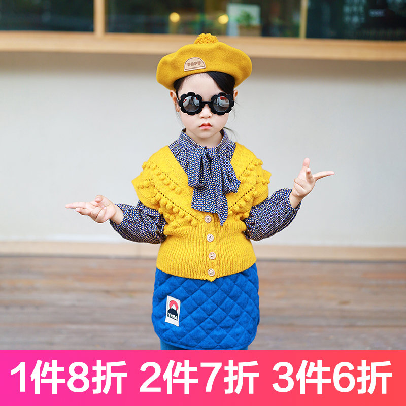 重工春秋韩版时尚针织黄色童装