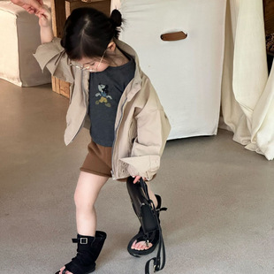 外套春秋装 女童风衣2026春季 立领夹克女宝宝洋气时髦短裤 童装 新款