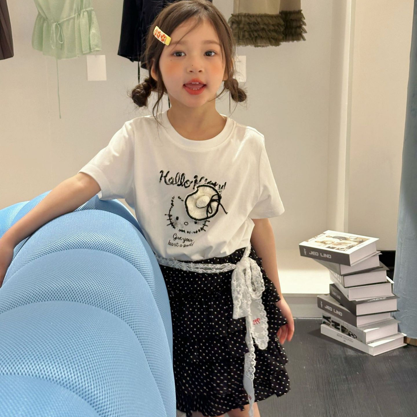 2026夏季新款童装韩版女童可爱立体帽子短袖T恤清凉夏款波点半裙