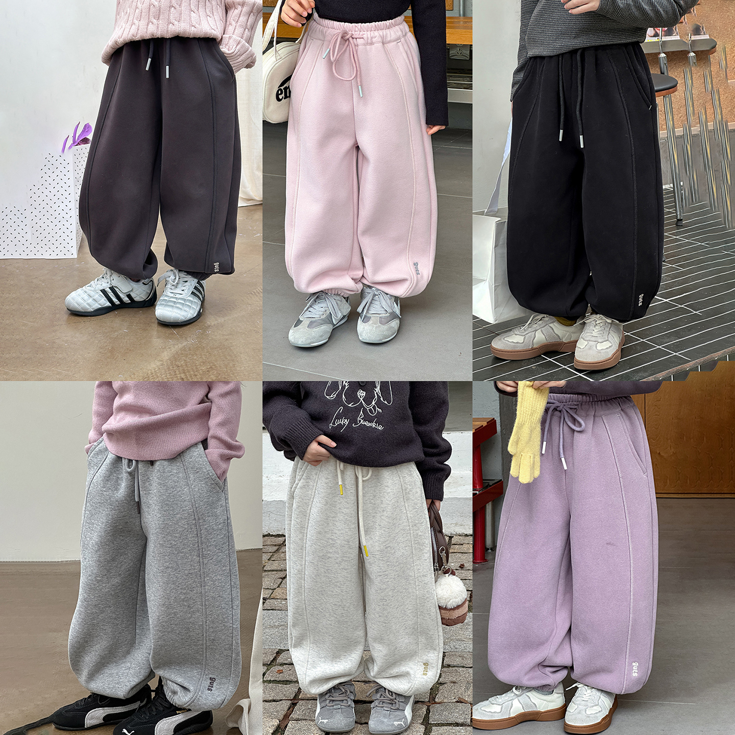 女童韩版百搭加绒休闲裤子儿童宝宝加厚保暖240g奥粒绒卫裤运动裤