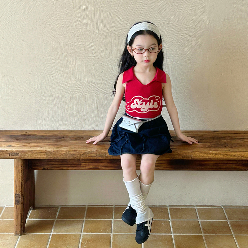 女童夏装无袖T恤套装宝宝时髦潮