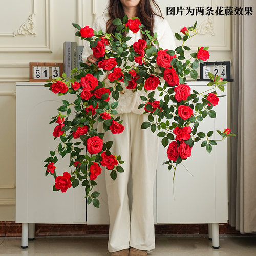 仿真玫瑰花藤花墙假花装饰