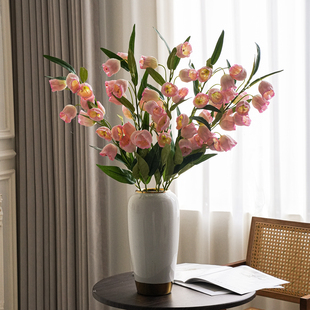 宫灯百合仿真花高档客厅茶几摆放装饰花束家居插花高级感餐厅轻奢