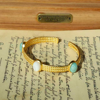 复古异域天河石白蝶贝手镯