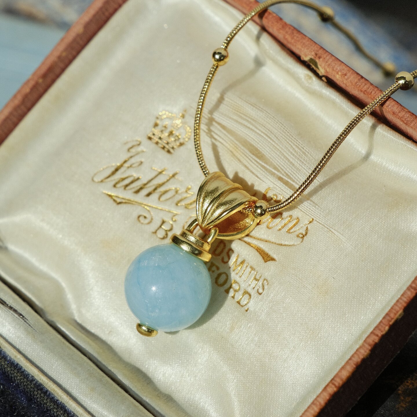 《昂蒂布的午后》小众设计海蓝宝吊坠项链间珠链度假风水晶氛围感