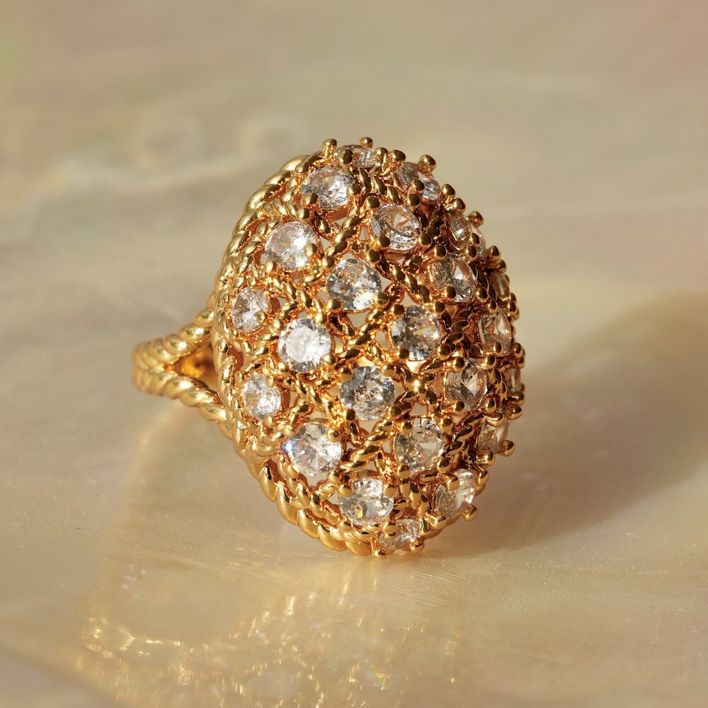 布家蜡镶宫廷风戒指开口可调节