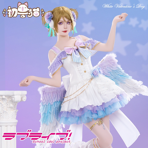 初兽猫 lovelive动漫小泉花阳cos服装白色情人节天使偶像企划