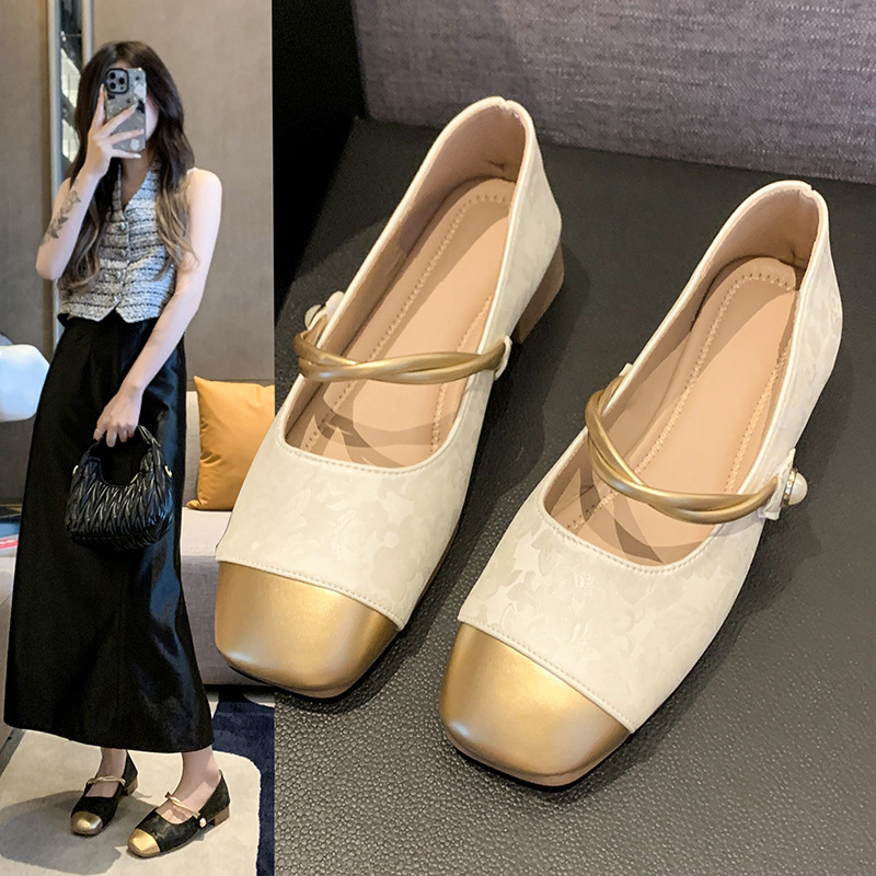 国风单鞋女2025春秋季新款仙女风配裙子低跟防滑软底豆豆鞋懒人鞋