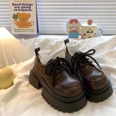 英伦风小皮鞋女黑色玛丽珍单鞋2025新款春秋季厚底增高爆款乐福鞋