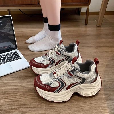 2025新款春秋季学生老爹鞋女厚底增高休闲跑步超轻轻便低帮运动鞋