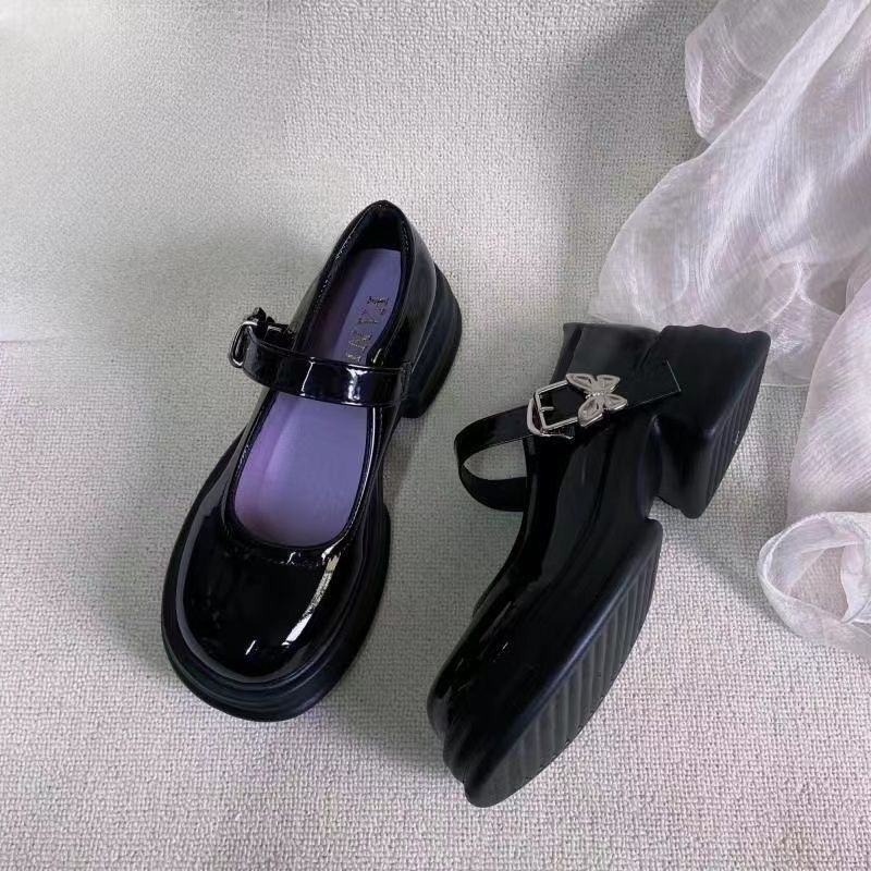 2025新款厚底增高学院复古金属扣小皮鞋子韩版黑色甜酷玛丽珍鞋女