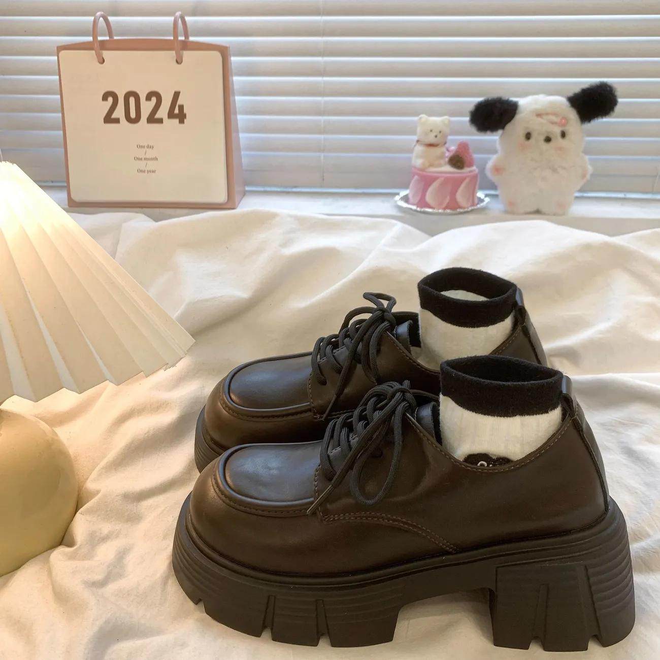 2025秋季学生学院风jk小皮鞋百搭乐福鞋女英伦风圆头厚底增高单鞋