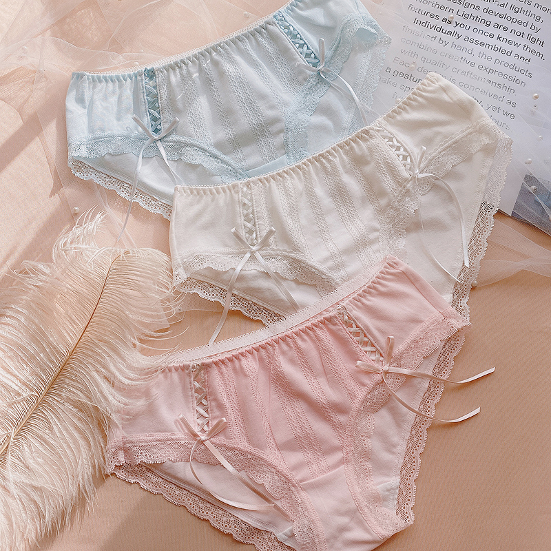 甜美女士内裤纯棉丝带温柔包臀