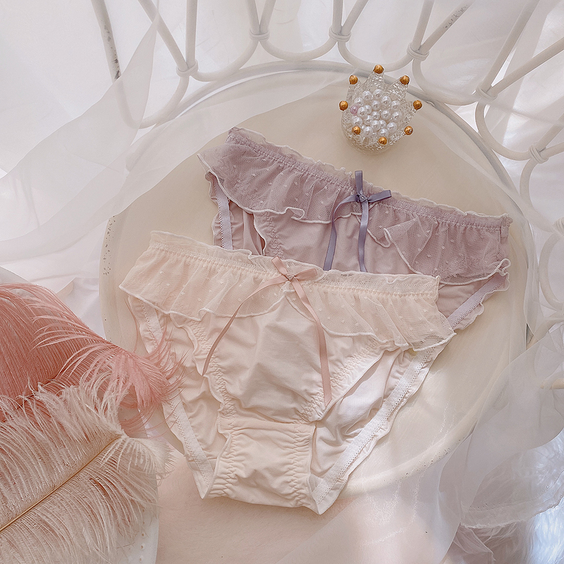 飞边蝴蝶结透气柔软清新少女内裤