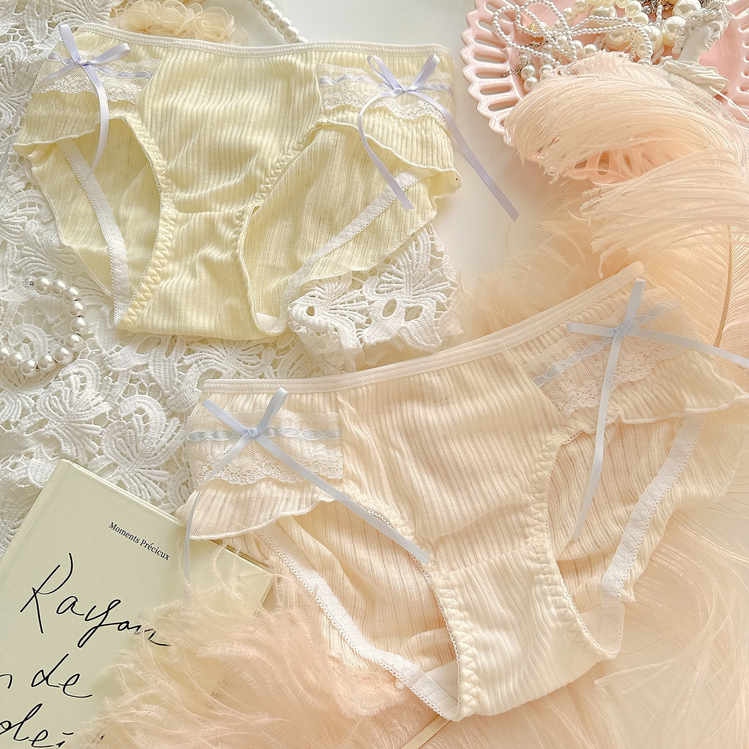 奶绒雪霜~丝带蝴蝶结少女内裤