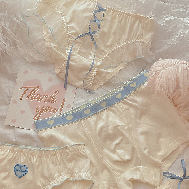 奶油泡芙~日系甜美纯欲棉质丝带蝴蝶结短裤男士平角情侣内裤礼物