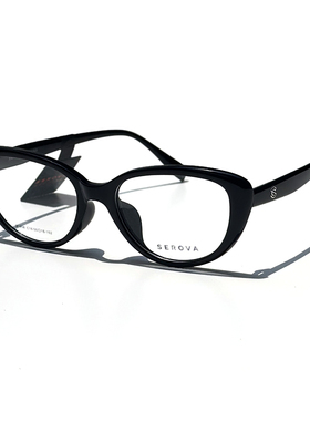 施洛华眼镜黑色素颜显瘦中性近视镜架可配度数复古猫眼镜框SF858