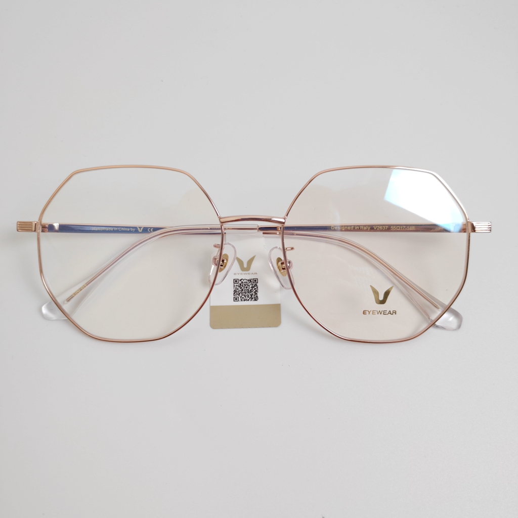 专柜代购v牌多边眼镜架v2637超轻大脸金属眼镜框女文艺韩版可配度