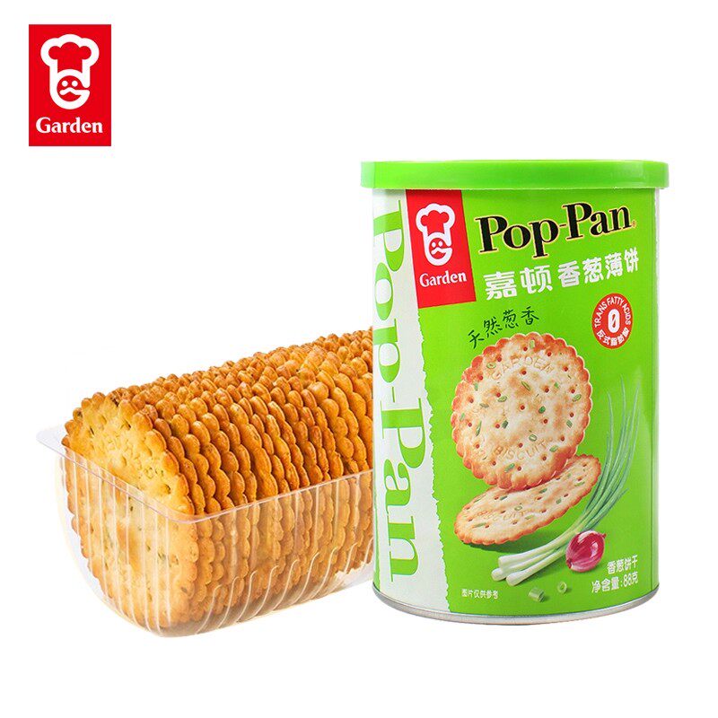 6月到期 嘉顿香葱薄饼88g罐装薄脆饼干咸味葱油葱香网红休闲零食