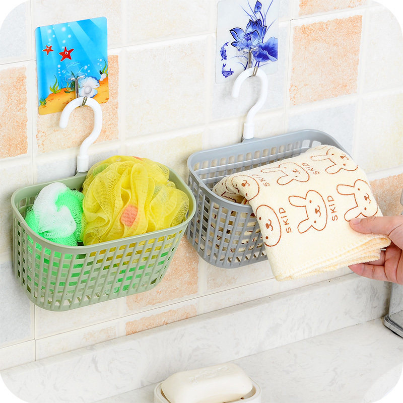 塑料浴室可挂式挂篮收纳篮厨房收纳框洗澡篮洗漱用品的收纳筐篮子