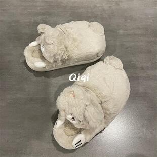 七七主人家 棉鞋女保暖拖鞋女2023冬季室内居家防滑加绒棉拖鞋女