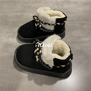 厚底雪地靴女东北穿 女2024冬季 七七主人家 加厚加绒保暖毛绒棉鞋