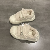 子女加绒厚底面包小白鞋 女保暖冬季 棉鞋 七七主人家鞋 女魔术贴板鞋