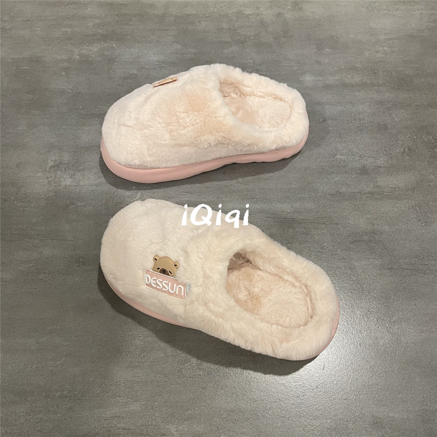 粉色毛毛鞋女冬季毛绒保暖