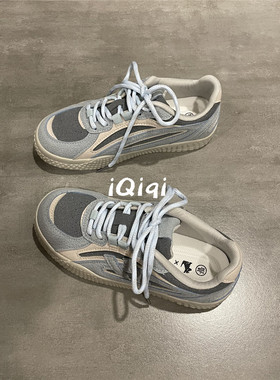 七七主人家 水泥灰色复古板鞋秋季百搭原创设计翻毛皮休闲鞋子女