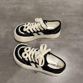 子女可爱学生板鞋 七七主人家黑色帆布鞋 日系大头鞋 新款 女2024春季