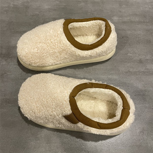 七七主人家 毛绒包跟月子棉拖鞋女2025冬季简约保暖加绒毛毛鞋女
