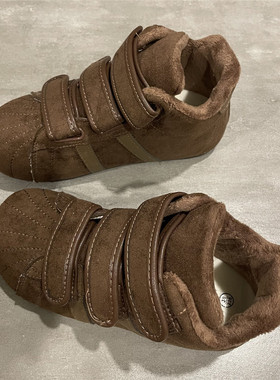 七七主人家 加绒棉鞋女魔术贴翻毛皮高帮鞋子女冬季保暖学生百搭