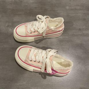 可踩鞋 七七主人家甜妹粉色两穿帆布鞋 透气薄款 新款 子女 女2024夏季