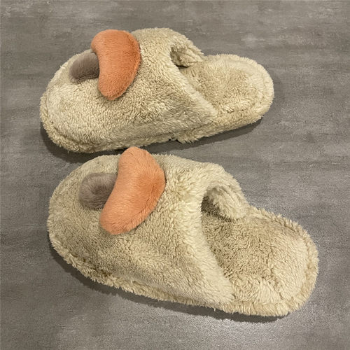 室内毛绒保暖加绒棉拖鞋