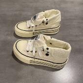 子女百搭板鞋 七七主人家 加绒棉鞋 女鞋 厚底增高帆布鞋 女高帮冬季