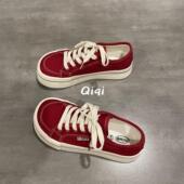 复古丑萌大头板鞋 七七主人家 大红色帆布鞋 女鞋 鞋 子女2023新款