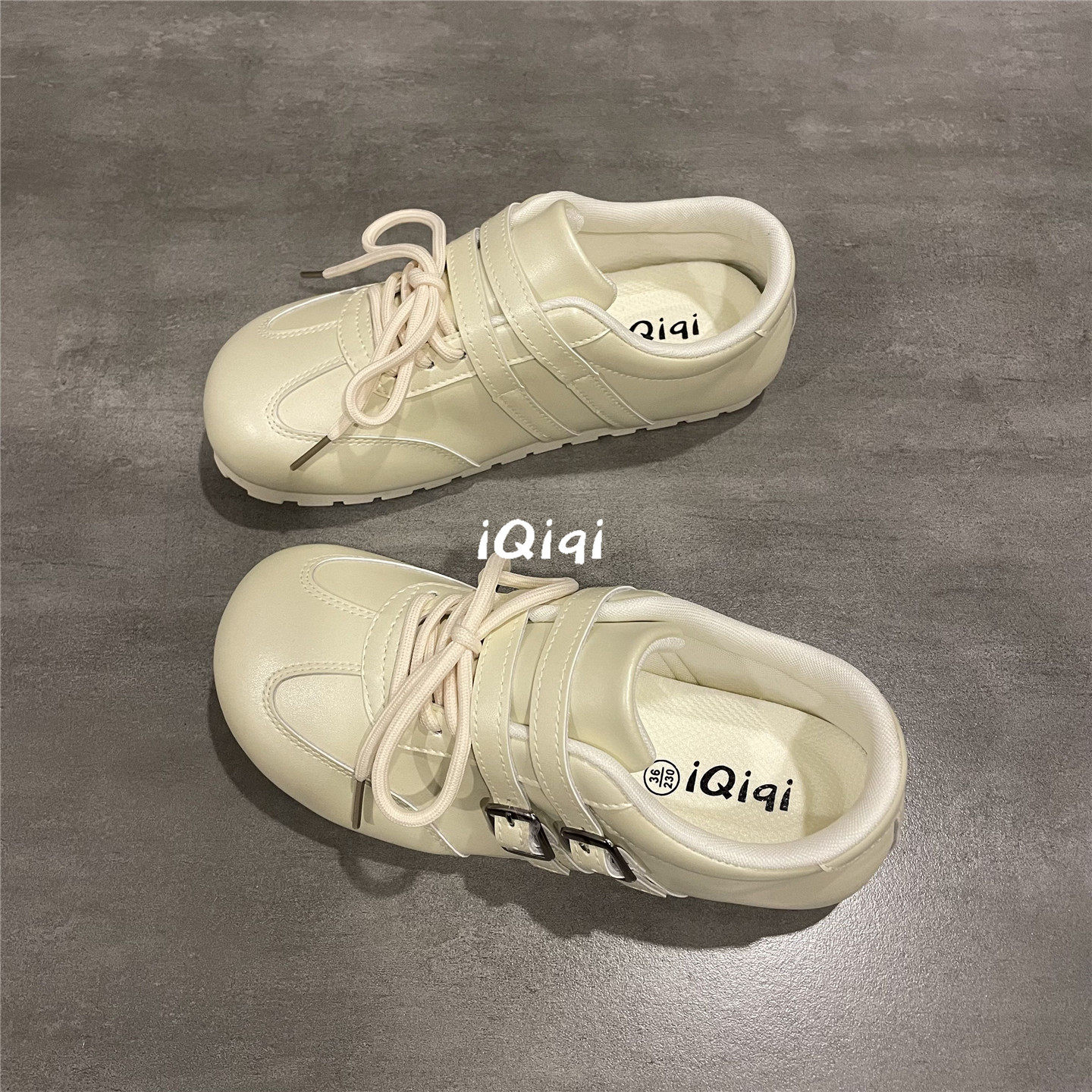 七七主人家 原创流行香槟色时尚休闲鞋春季系带圆头平底德训鞋女,女鞋,时尚休闲鞋,淘宝优惠券,粉丝福利购,淘宝优惠卷