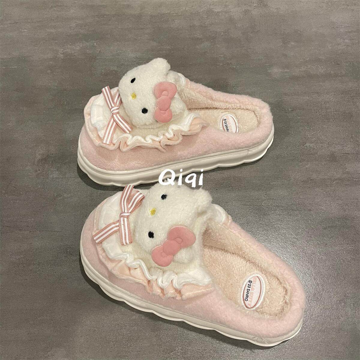 七七主人家 仙女风可爱卡通粉色棉鞋冬季居家毛毛鞋保暖棉拖鞋女