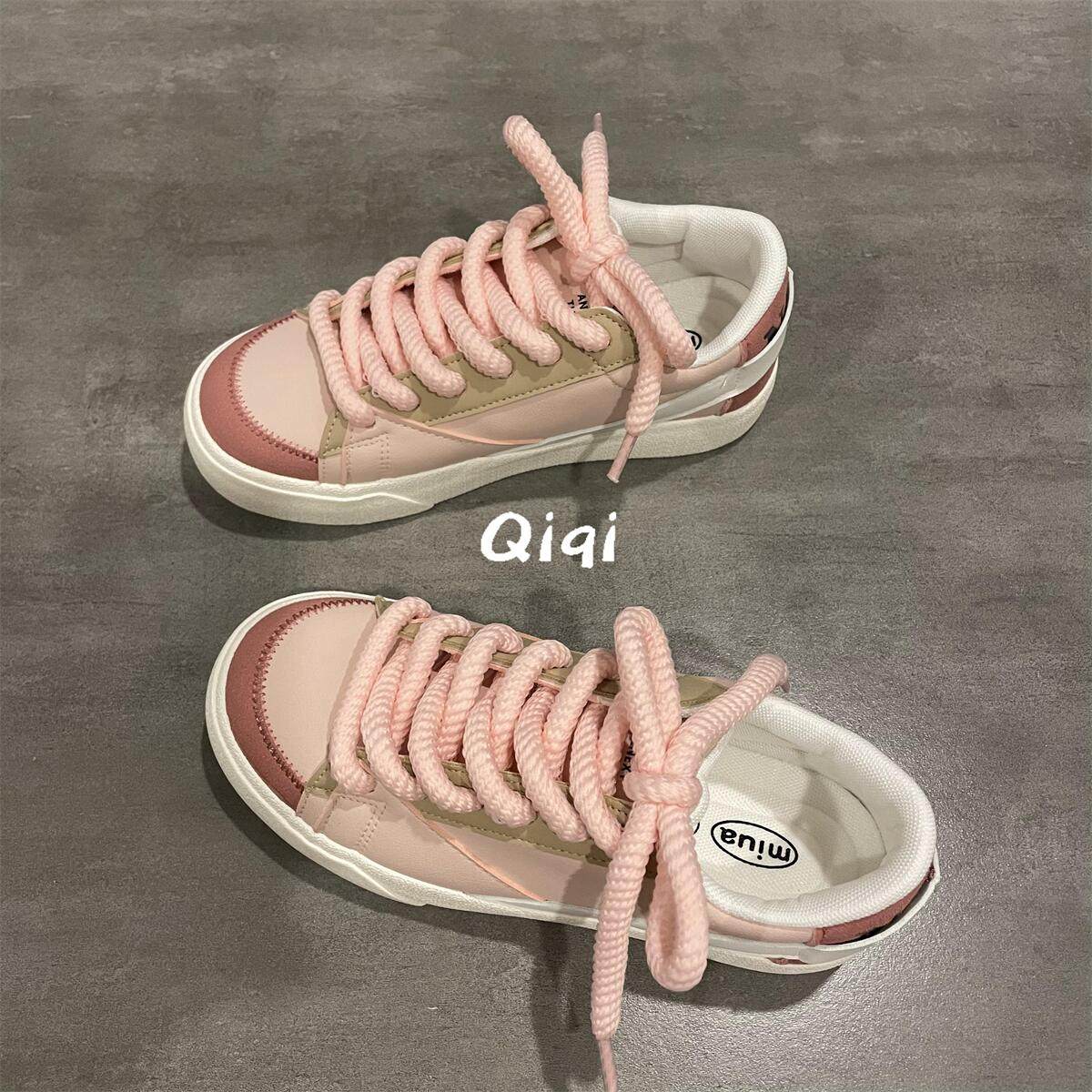 七七主人家 原创小众拼接设计鞋子女2023秋季百搭韩版休闲板鞋女,女鞋,帆布鞋,淘宝优惠券,粉丝福利购,淘宝优惠卷