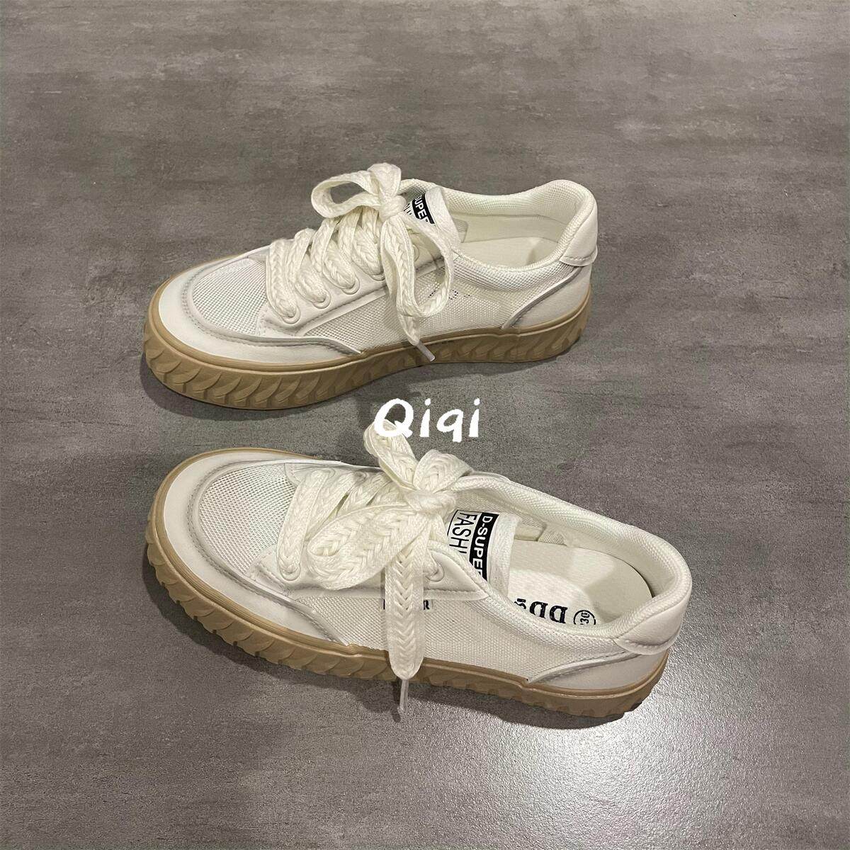 七七主人家单网透气饼干鞋子女夏季新款厚底小白鞋韩版百搭板鞋女