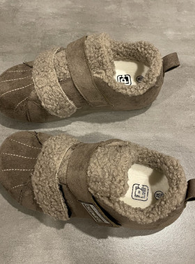 七七主人家魔术贴加绒棉鞋女2025冬季新款灰色鞋子女保暖抗寒美鞋
