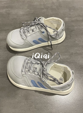 七七主人家 灰色复古运动鞋女夏季透气休闲鞋子女网面板鞋女小众