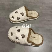 七七主人家 女无跟复古毛毛鞋 可爱卡通小熊棉拖鞋 女加绒保暖棉鞋