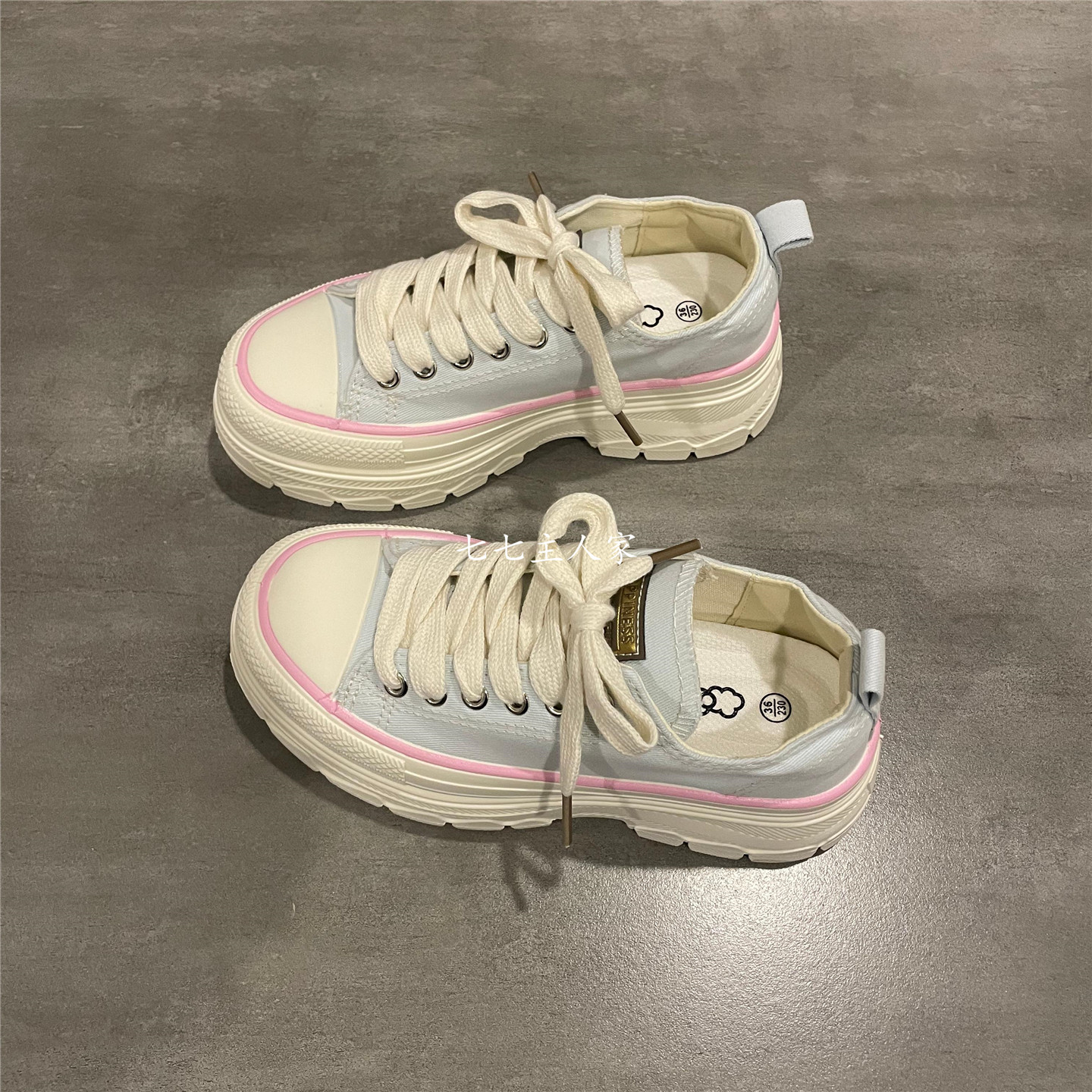 松糕厚底休闲帆布鞋女